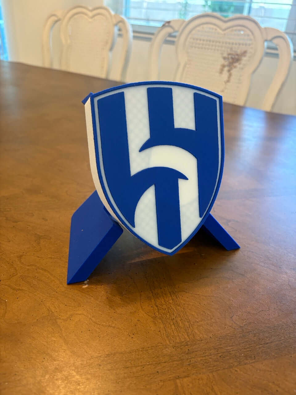 Al Hilal FC 3D printed plaque in blue and white, showcasing vibrant colors and unique design for dedicated soccer fans.
