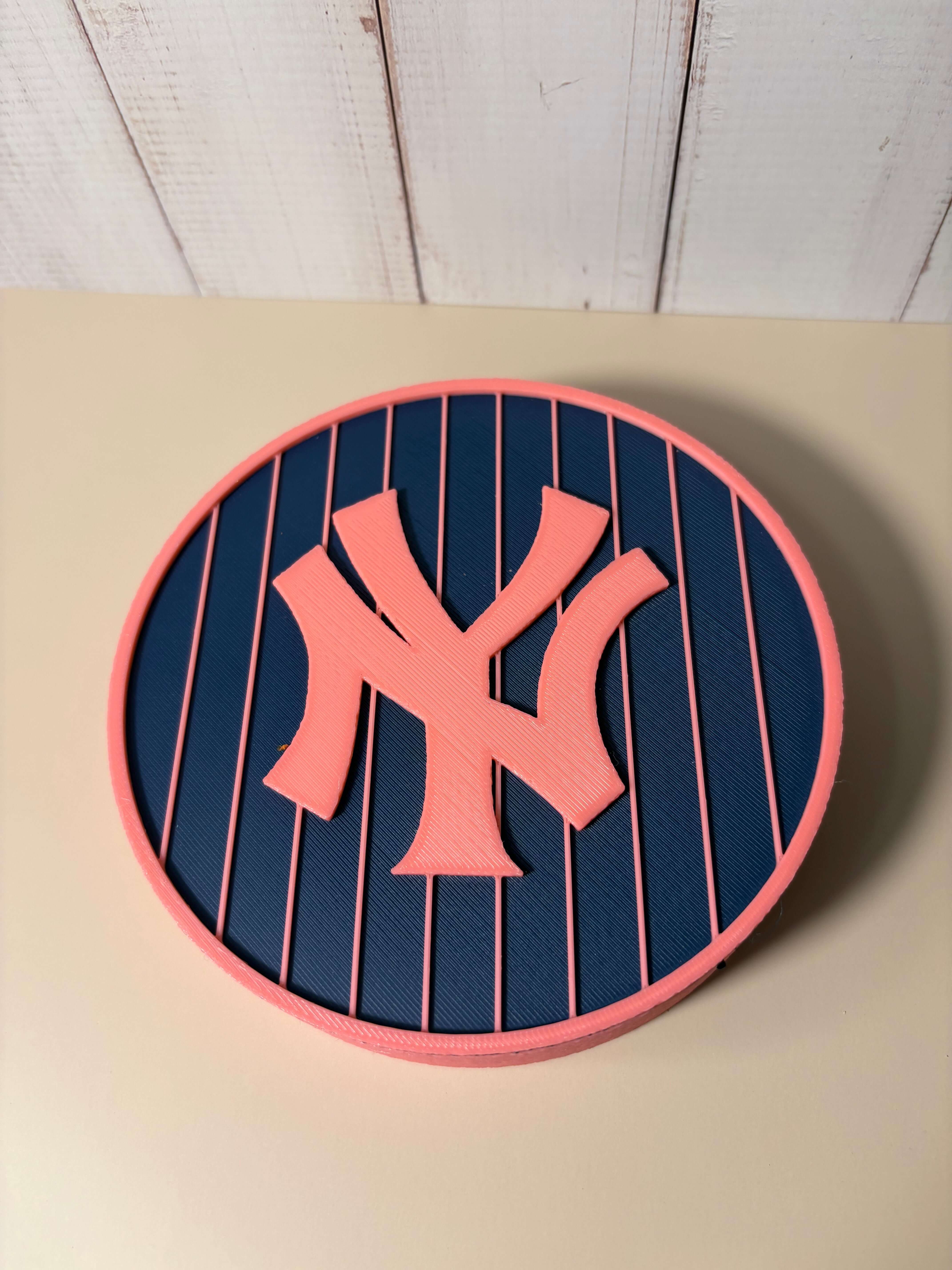 NY Yankees 3D Logo Stash Box in pink, featuring vibrant colors and unique design, made with high-quality 3D printing.