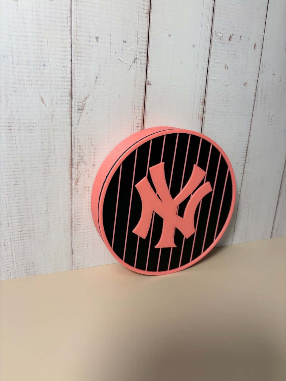 NY Yankees 3D logo stash box in pink, vibrant colors, premium quality, unique piece, no assembly required.