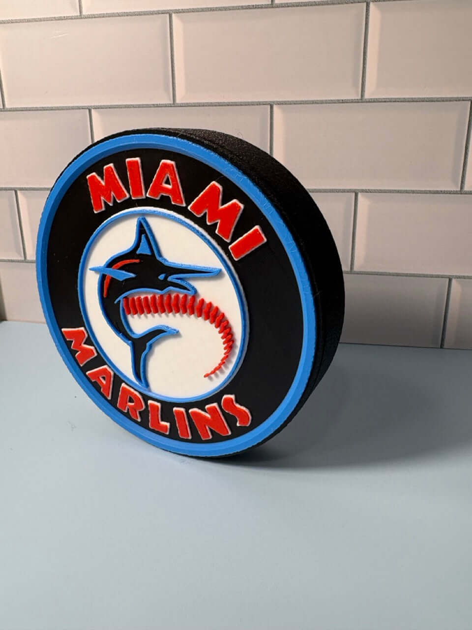Florida Marlins 3D logo stash box showcasing vibrant colors, high quality materials, and unique design, no assembly needed.