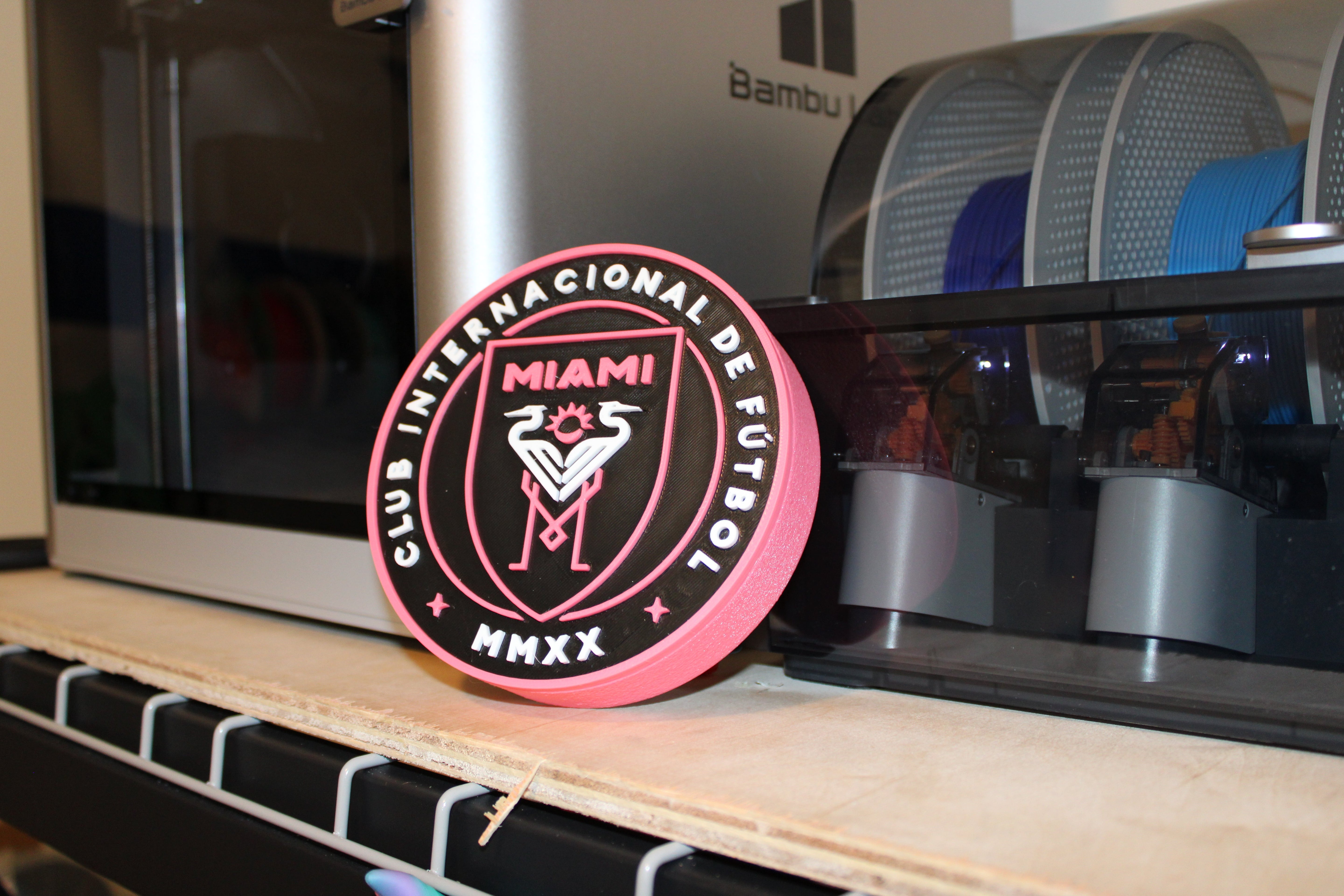 Inter Miami 3D Printed Emblem – Stylish Decor for Messi Fans & Soccer Lovers Tiki-Taka3D
