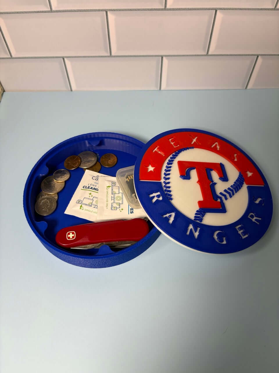 Customized Texas Rangers 3D Logo Stash Box: Unique MLB Baseball Fan Gift Tiki-Taka3D