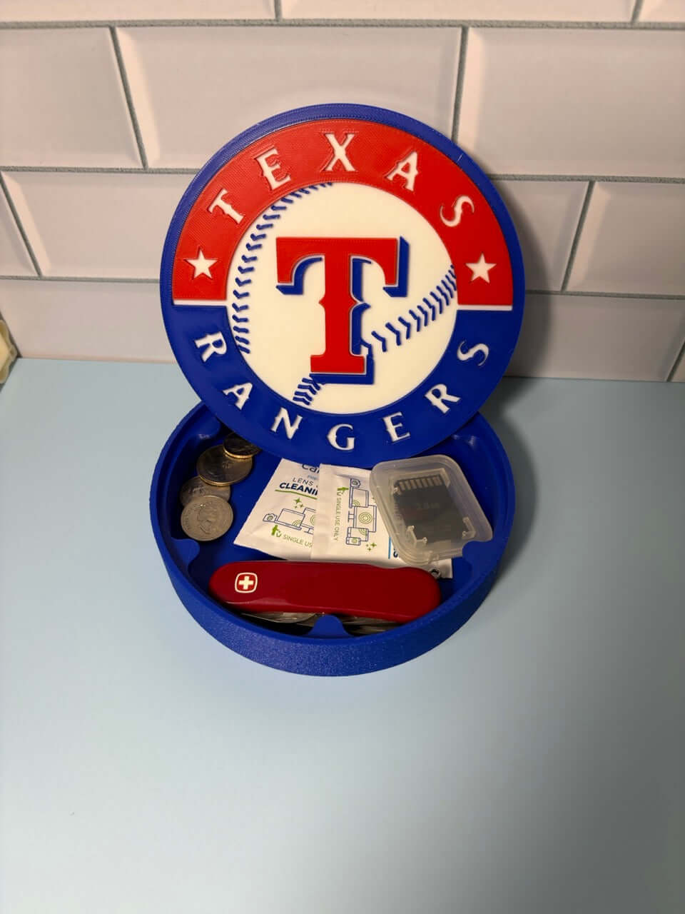 Customized Texas Rangers 3D Logo Stash Box: Unique MLB Baseball Fan Gift Tiki-Taka3D