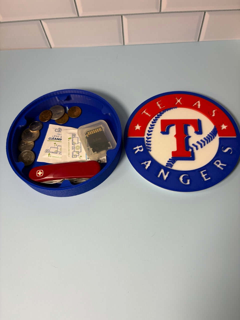 Customized Texas Rangers 3D Logo Stash Box: Unique MLB Baseball Fan Gift Tiki-Taka3D