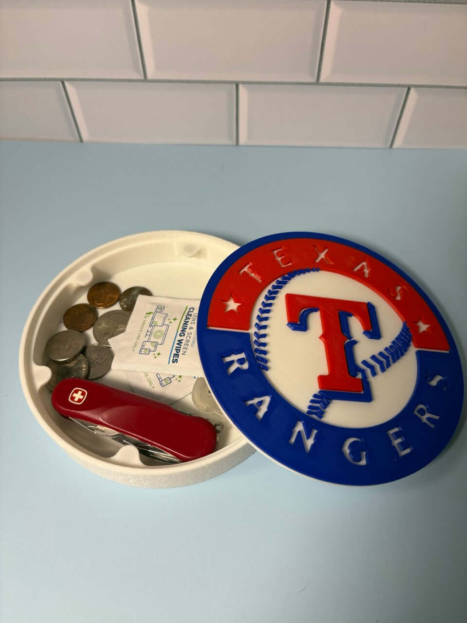 Customized Texas Rangers 3D Logo Stash Box: Unique MLB Baseball Fan Gift Tiki-Taka3D