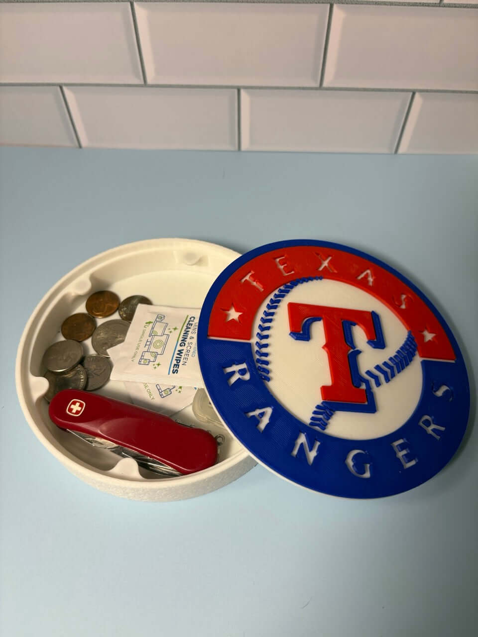 Customized Texas Rangers 3D Logo Stash Box: Unique MLB Baseball Fan Gift Tiki-Taka3D