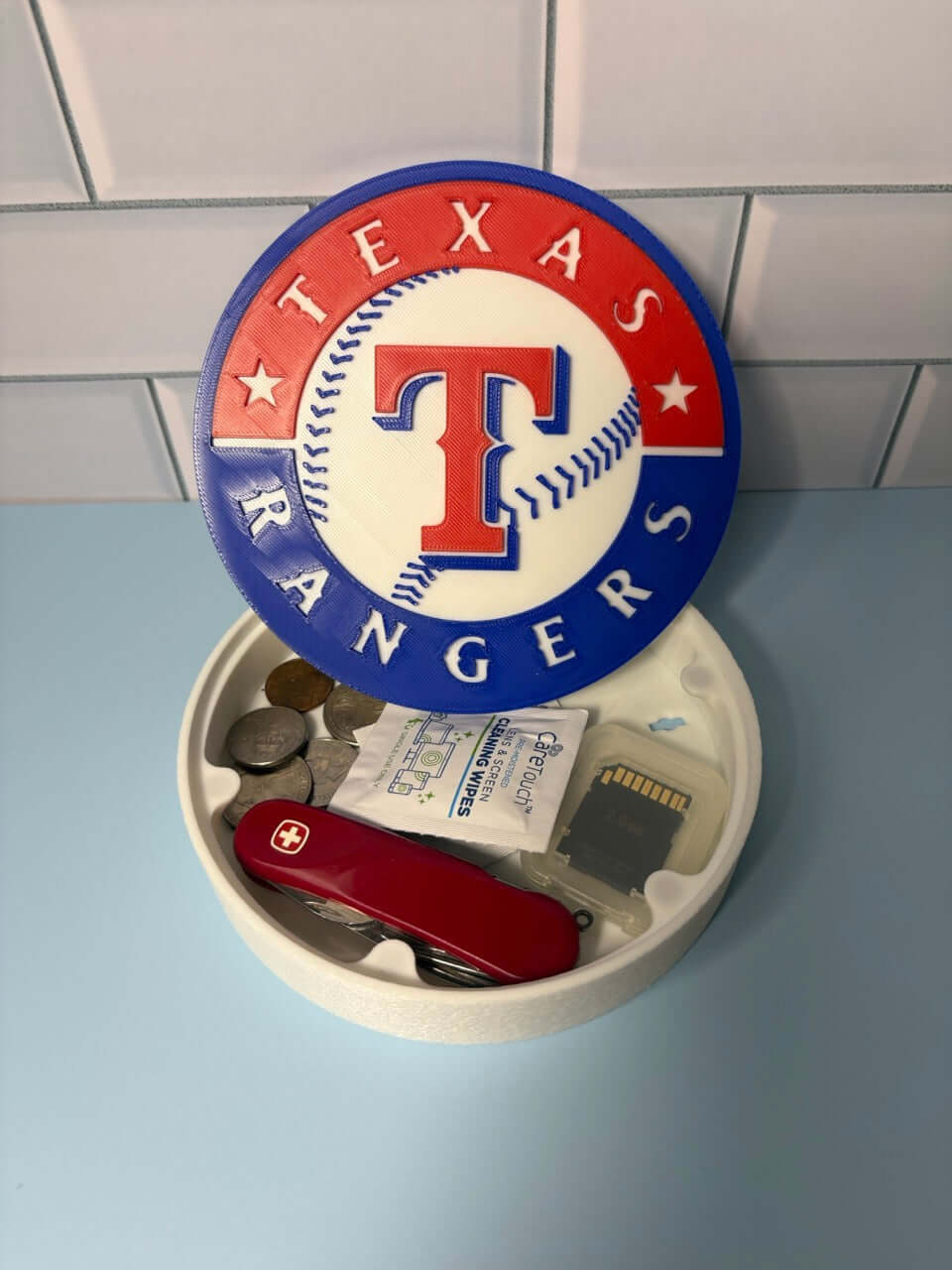 Customized Texas Rangers 3D Logo Stash Box: Unique MLB Baseball Fan Gift Tiki-Taka3D