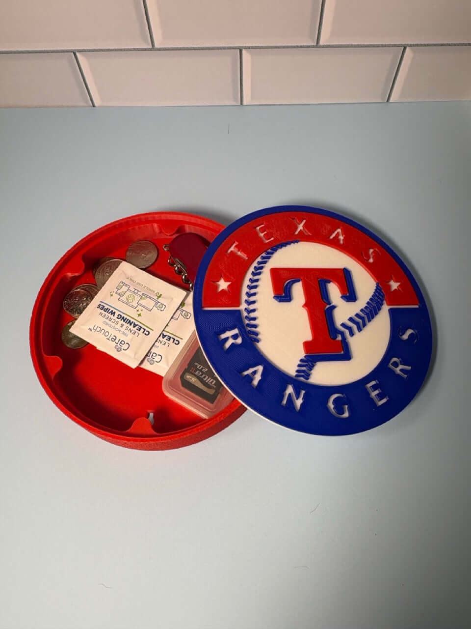 Customized Texas Rangers 3D Logo Stash Box: Unique MLB Baseball Fan Gift Tiki-Taka3D
