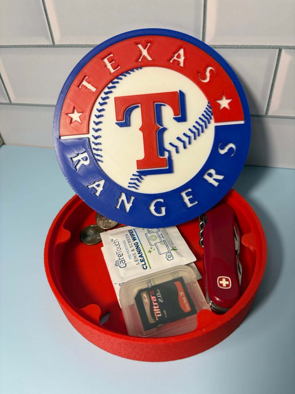 Customized Texas Rangers 3D Logo Stash Box: Unique MLB Baseball Fan Gift Tiki-Taka3D