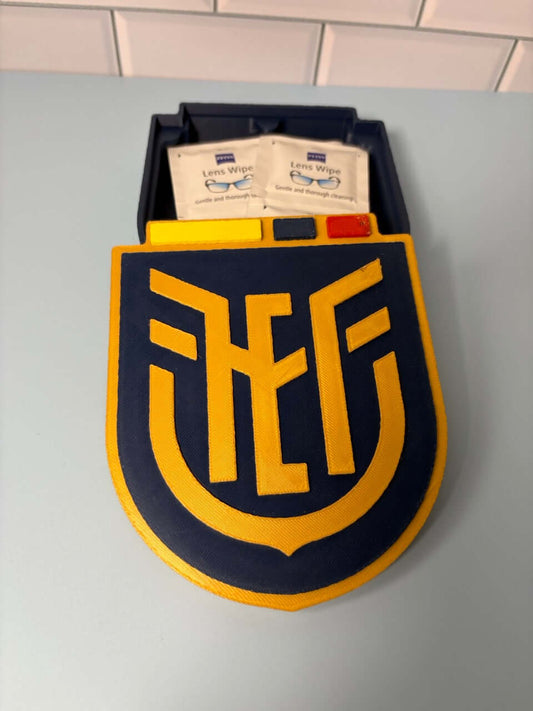 Ecuador national soccer team inspired 3D printed decorative plaque with built in stand and team colors