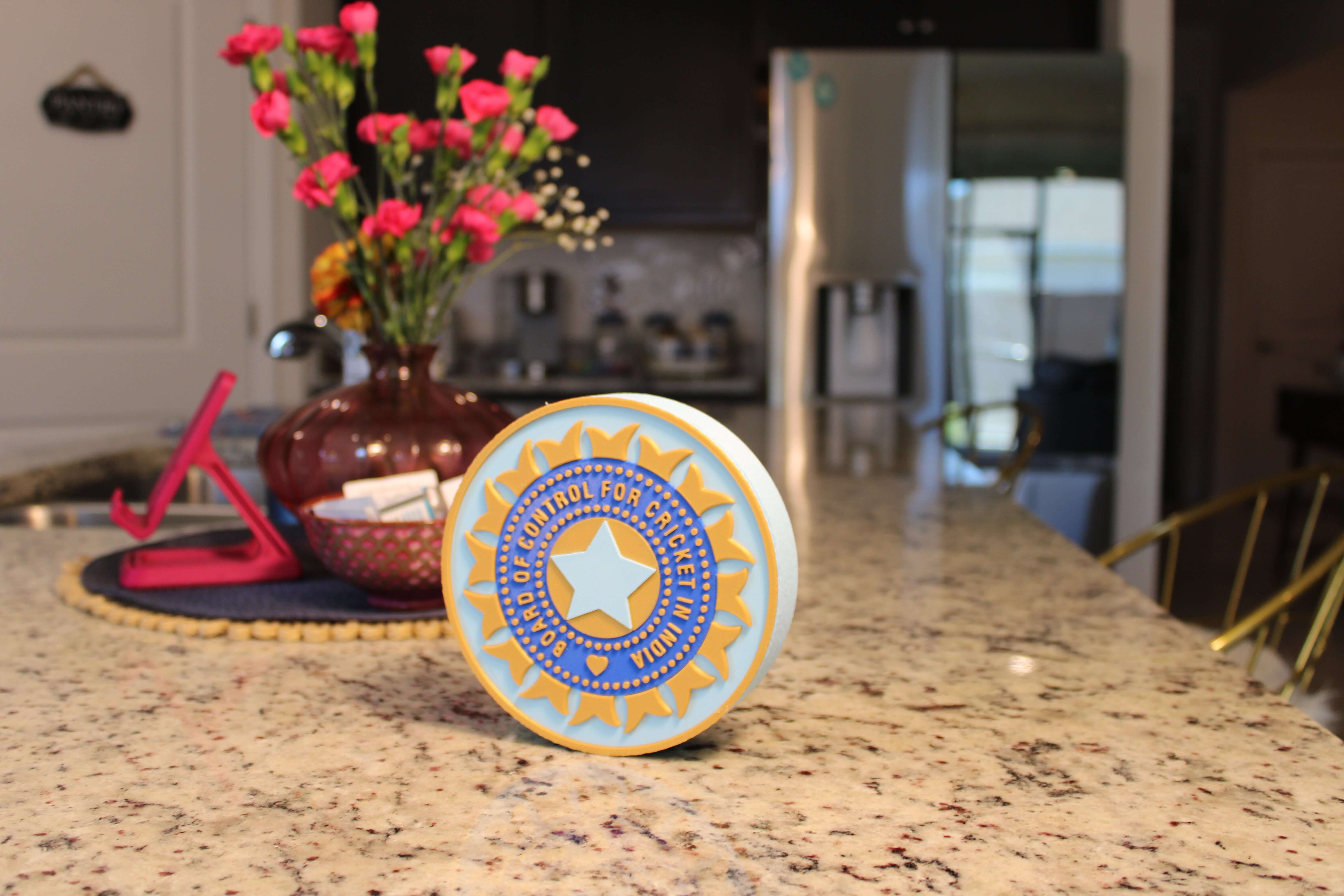 Official India Cricket BCCI 3D Printed Plaque – Customizable Fan Art & Desk Decor Tiki-Taka3D