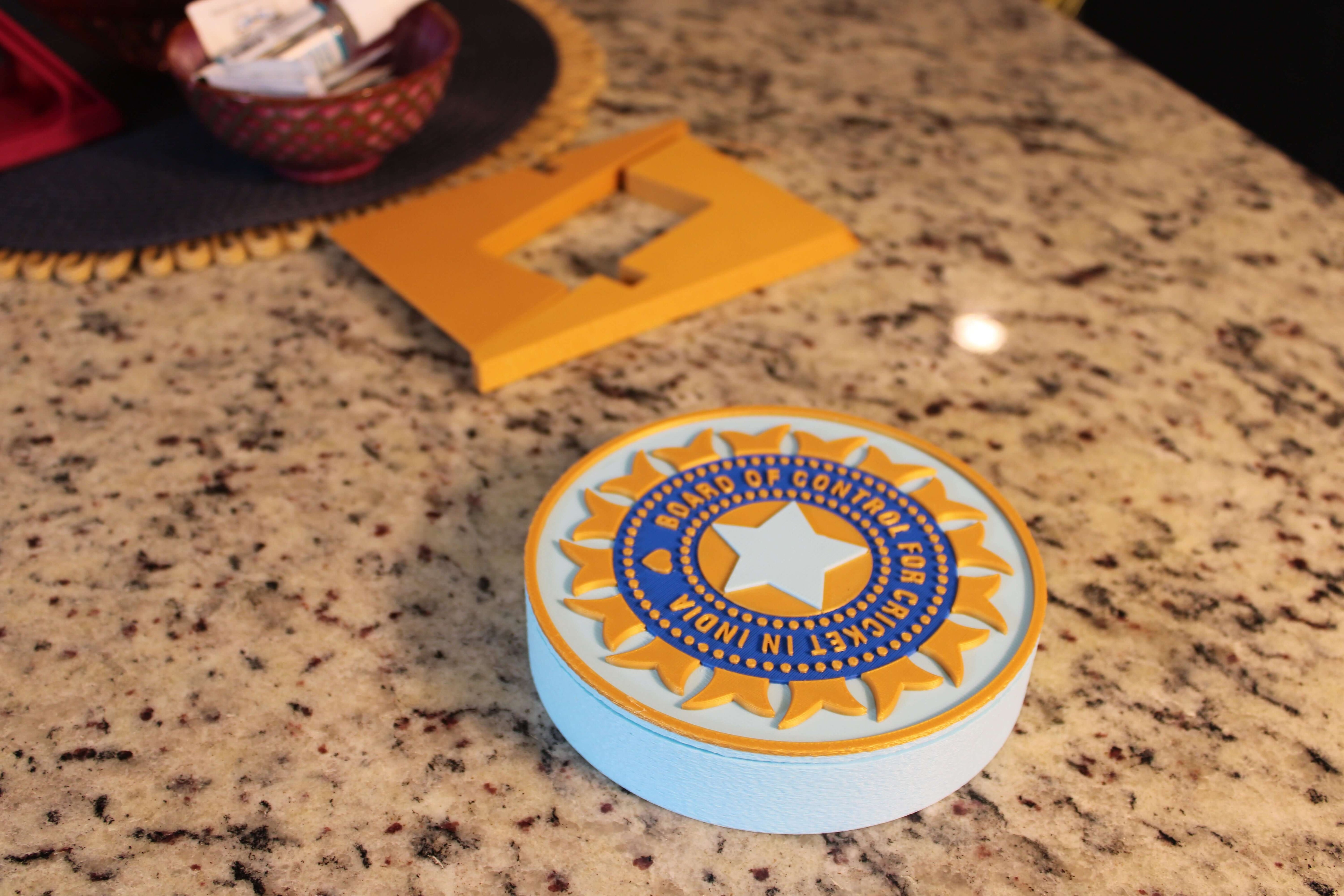 Official India Cricket BCCI 3D Printed Plaque – Customizable Fan Art & Desk Decor Tiki-Taka3D