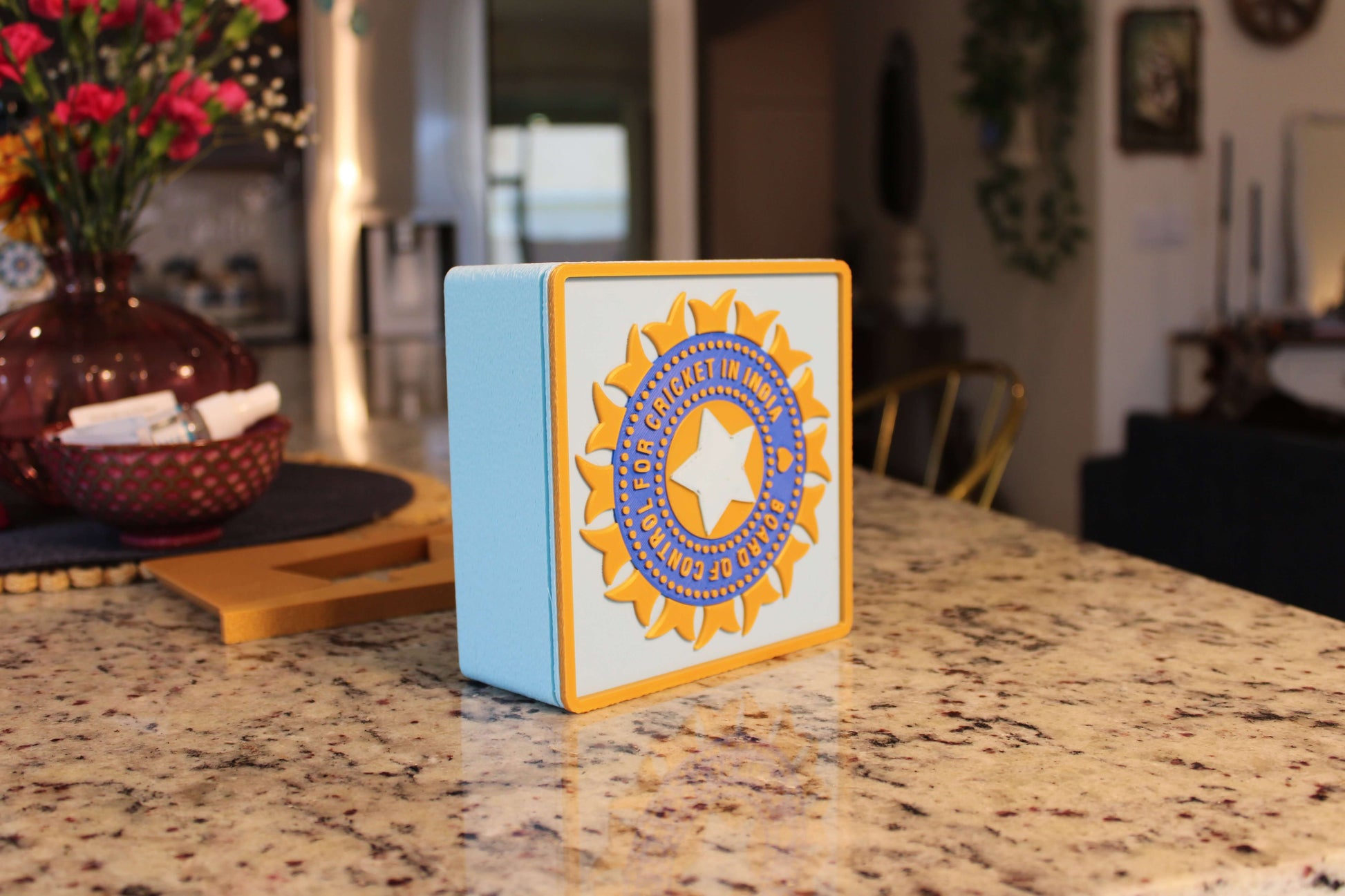 Official India Cricket BCCI 3D Printed Plaque – Customizable Fan Art & Desk Decor Tiki-Taka3D