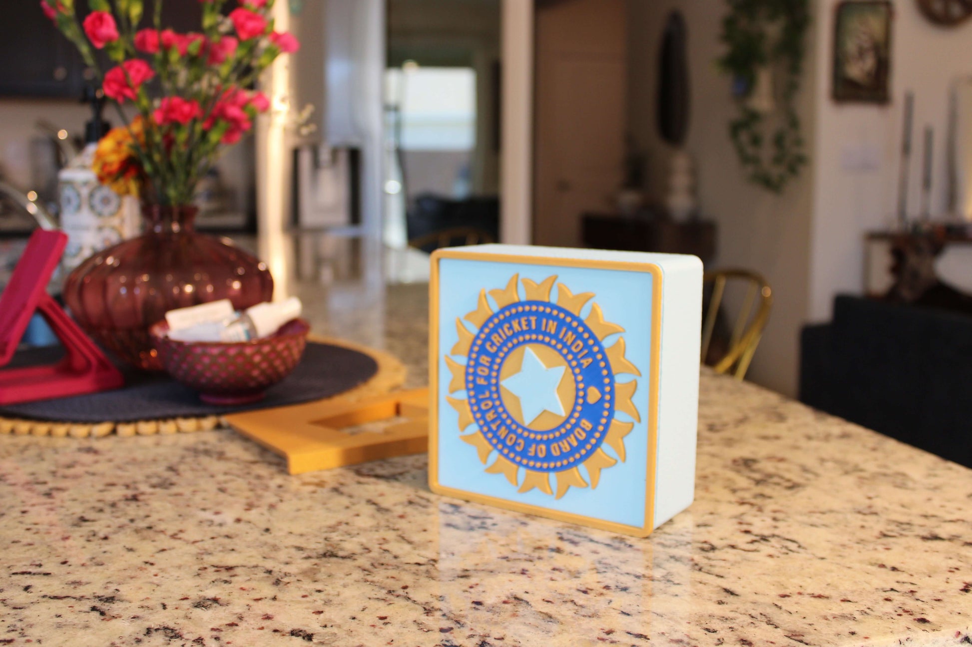 Official India Cricket BCCI 3D Printed Plaque – Customizable Fan Art & Desk Decor Tiki-Taka3D