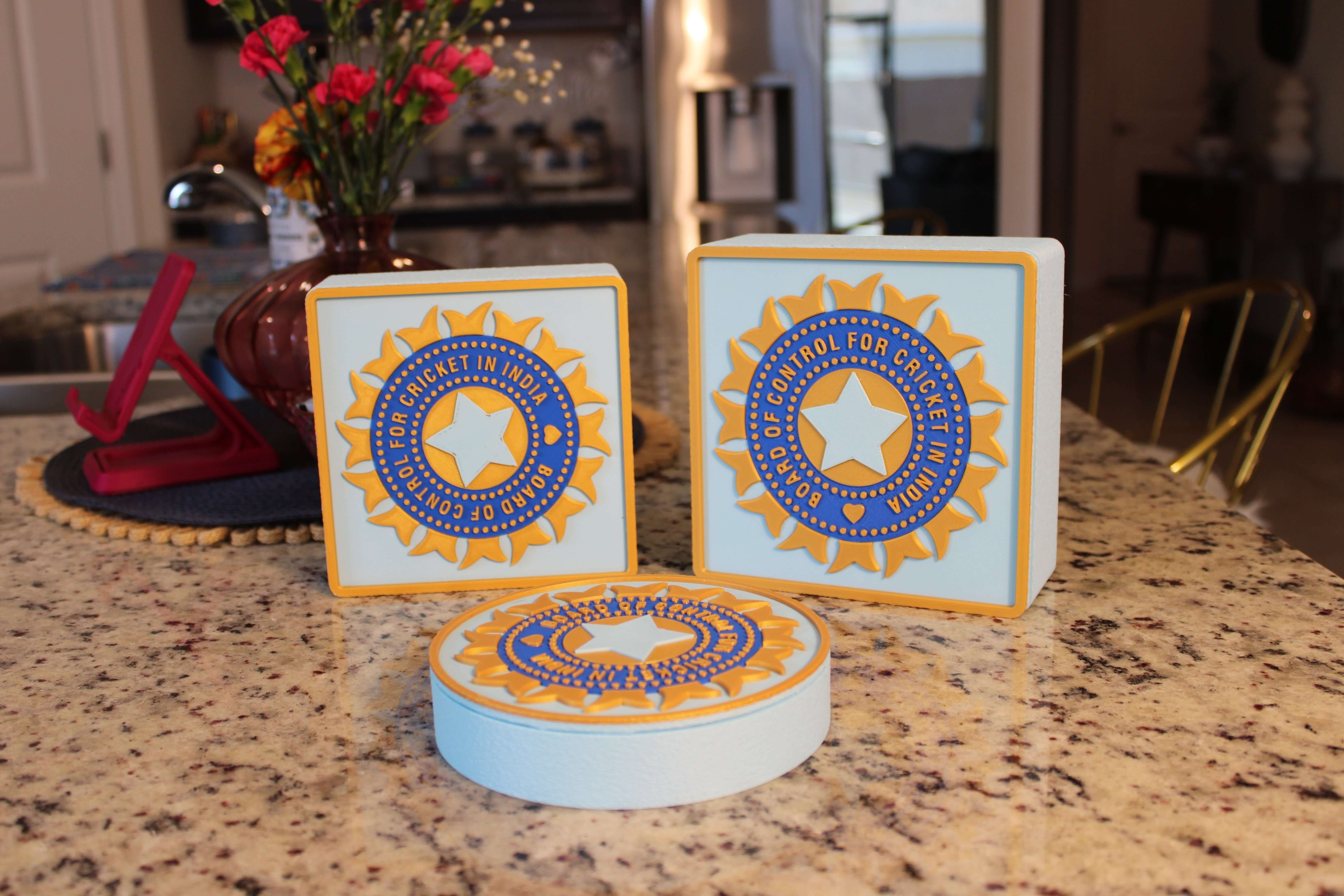 Official India Cricket BCCI 3D Printed Plaque – Customizable Fan Art & Desk Decor Tiki-Taka3D