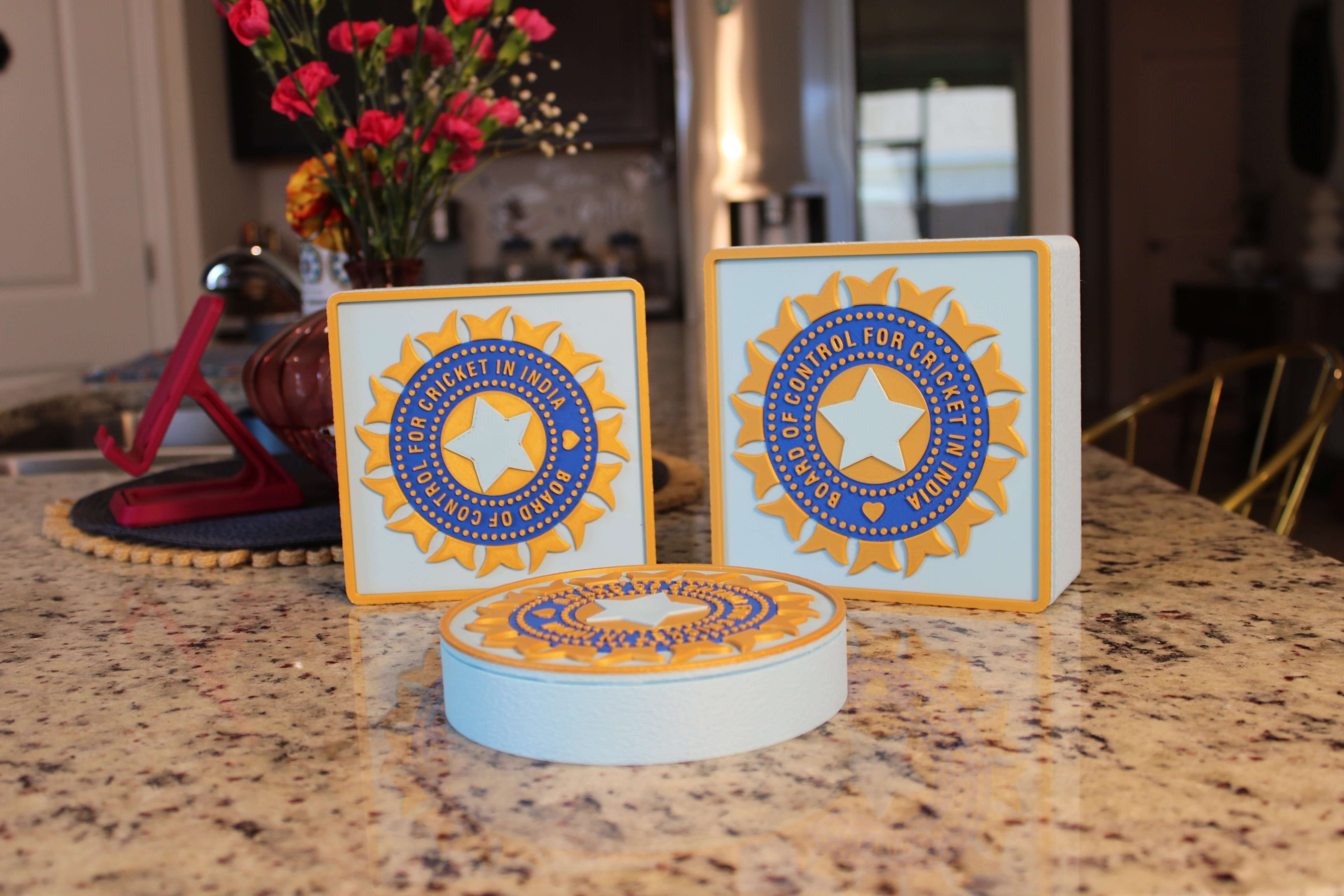 Official India Cricket BCCI 3D Printed Plaque – Customizable Fan Art & Desk Decor Tiki-Taka3D