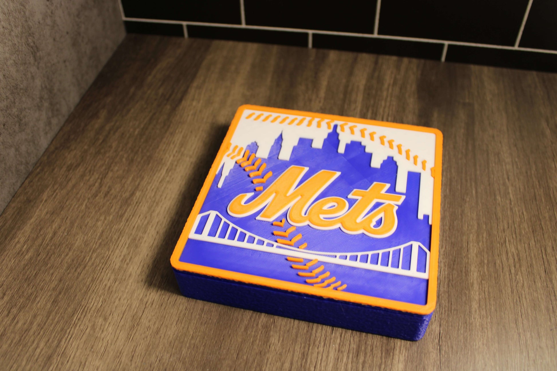 Man Cave Sign - Customized Mets 3D Logo Stash Box. Tiki-Taka3D