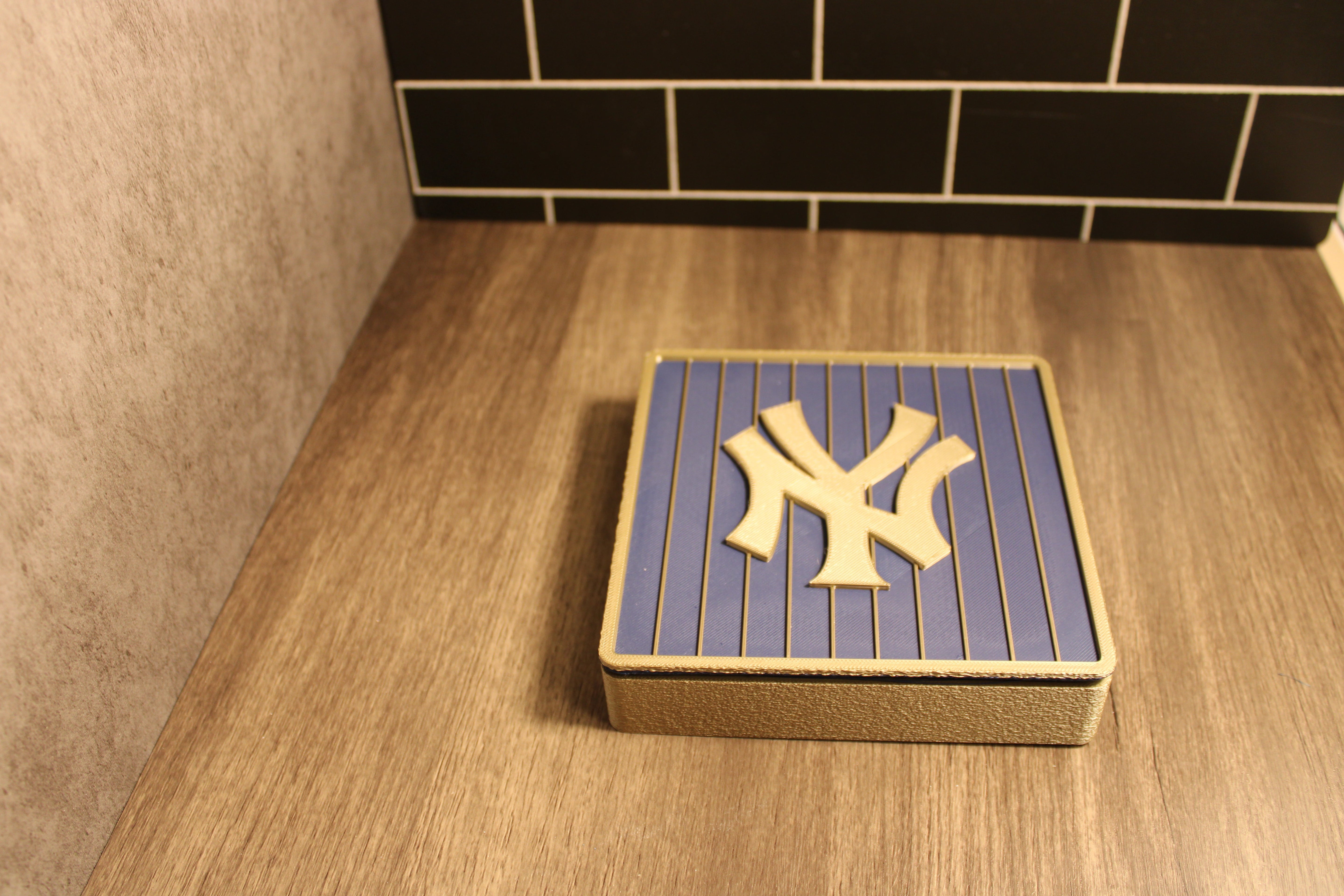 NY Yankees 3D Logo Stash Box. Blue and Iridium Gold Colored. Tiki-Taka3D