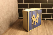 NY Yankees 3D Logo Stash Box. Blue and Iridium Gold Colored. Tiki-Taka3D