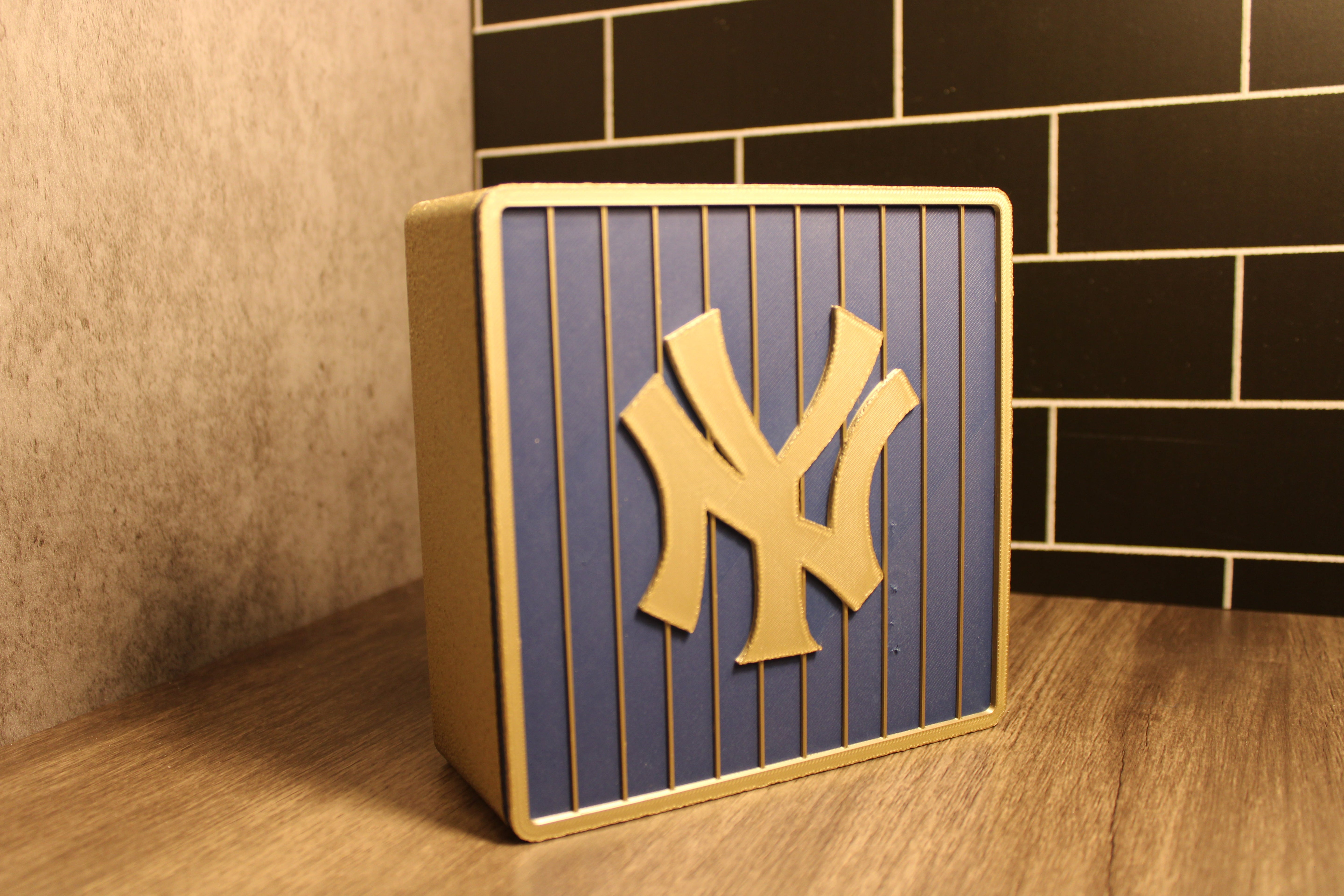 NY Yankees 3D Logo Stash Box. Blue and Iridium Gold Colored. Tiki-Taka3D