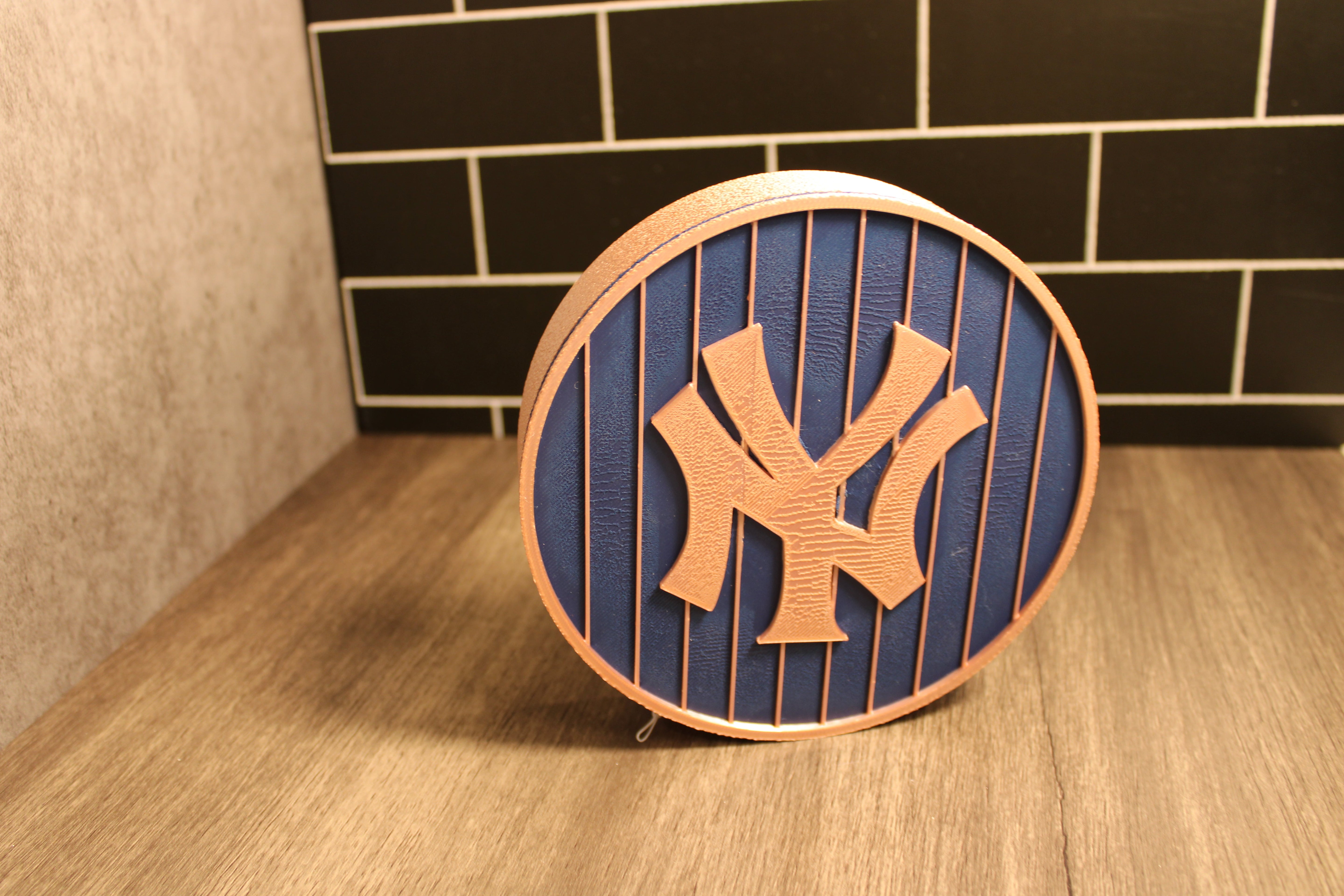 NY Yankees 3D Logo Stash Box. Blue and Iridium Gold Colored. Tiki-Taka3D