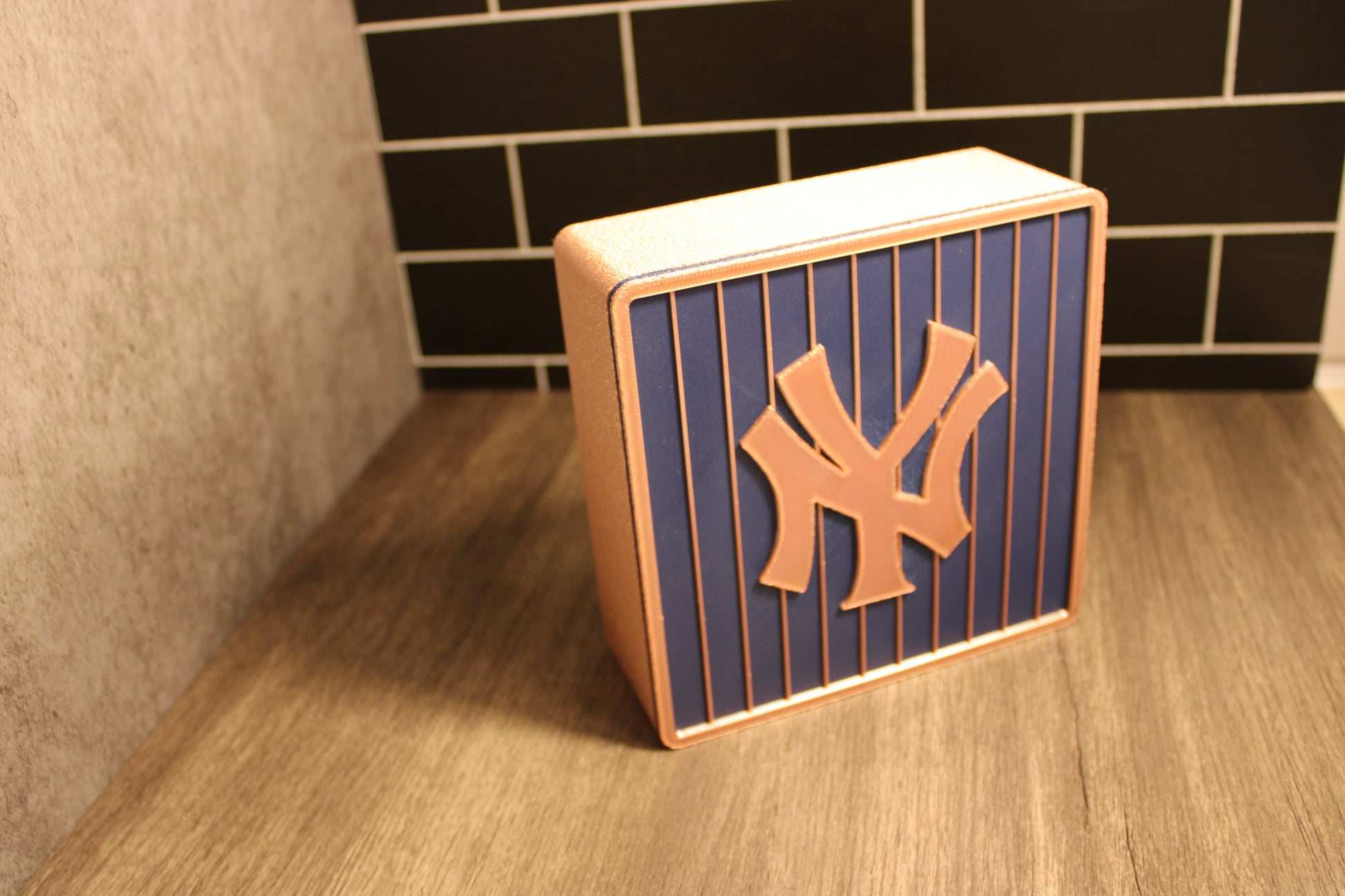 NY Yankees 3D Logo Stash Box. Blue and Iridium Gold Colored. Tiki-Taka3D