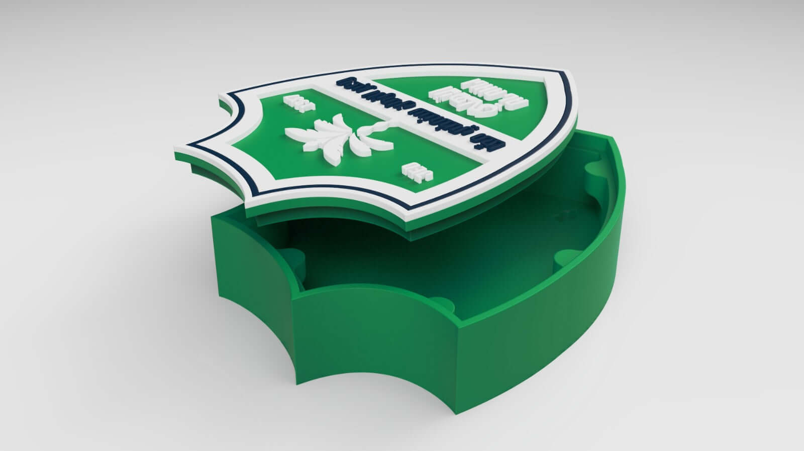 3D printed Al-Ahli FC plaque in vibrant green, featuring intricate design and customizable options for fans.