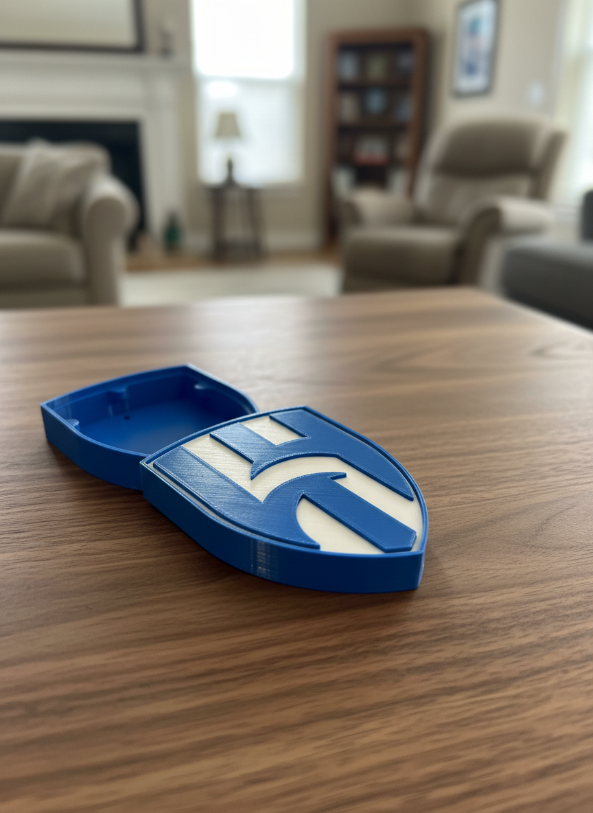 Al Hilal FC 3D printed decorative plaque with blue white gold crest on desk stand