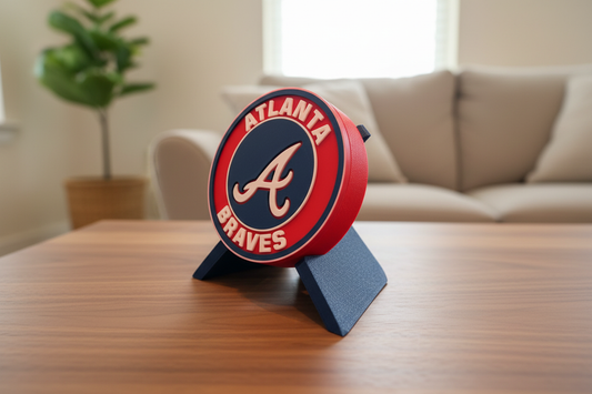 Atlanta Braves 3D printed decorative display box with team crest on desk stand