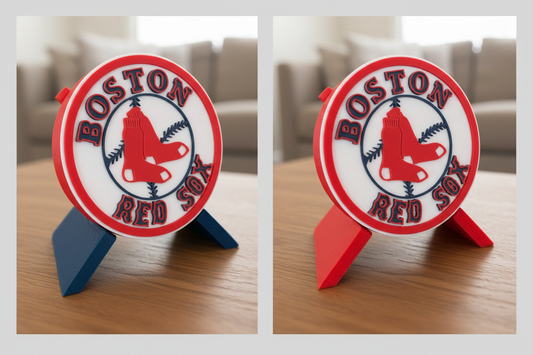 Boston Red Sox 3D printed decorative plaque with team colors and crest on desk stand