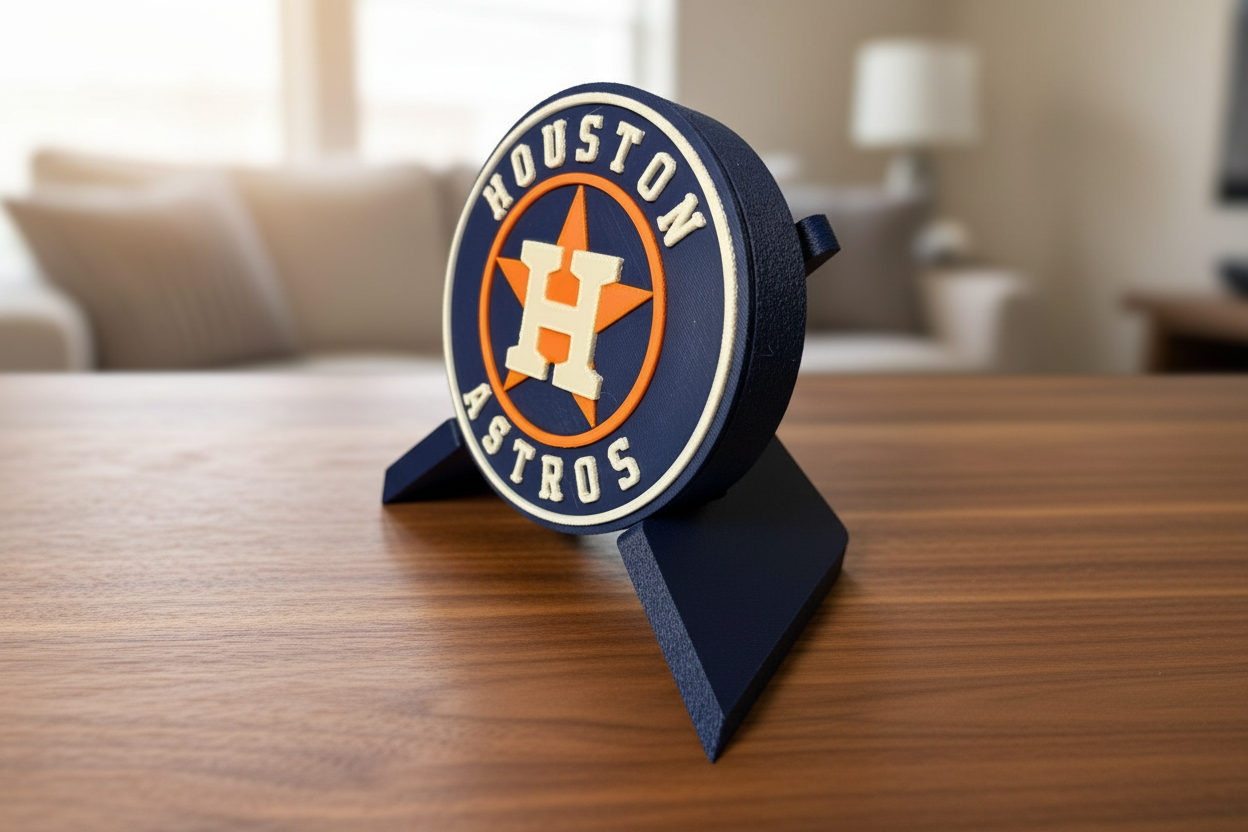 Houston Astros 3D logo decorative display plaque with raised team crest and built-in stand
