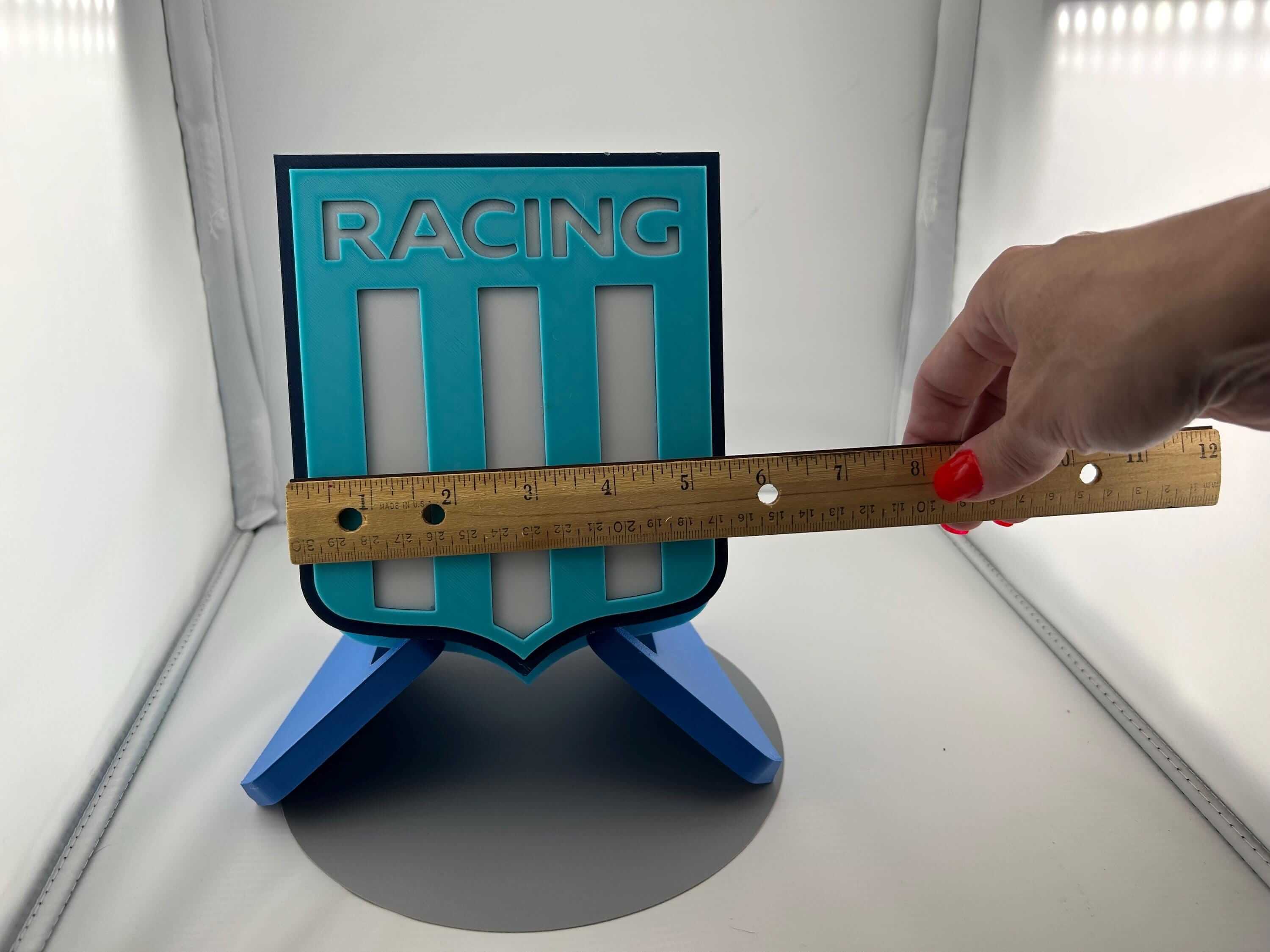 3D Racing Club de Avellaneda fan gift on display, showcasing vibrant colors and high-quality materials, no assembly required.