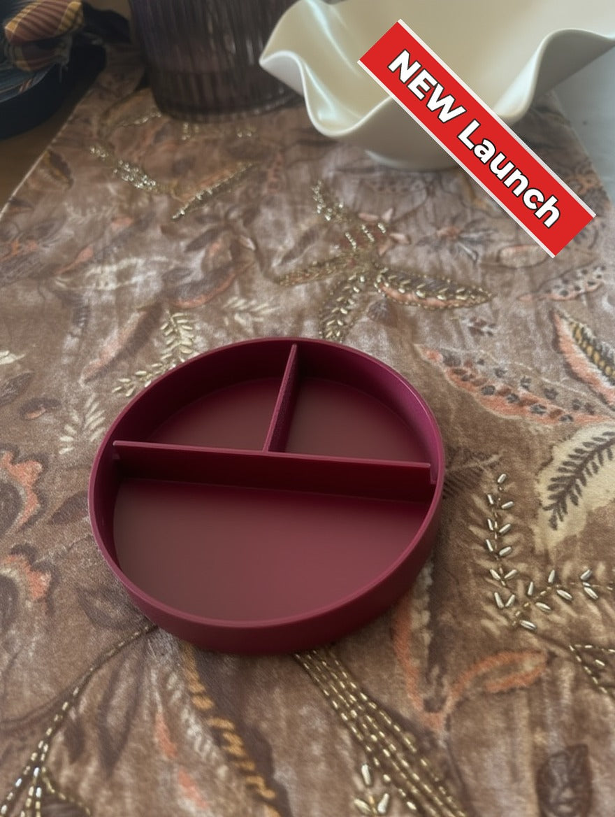 FSU decorative box — divided interior, 3 compartments, garnet [r3]