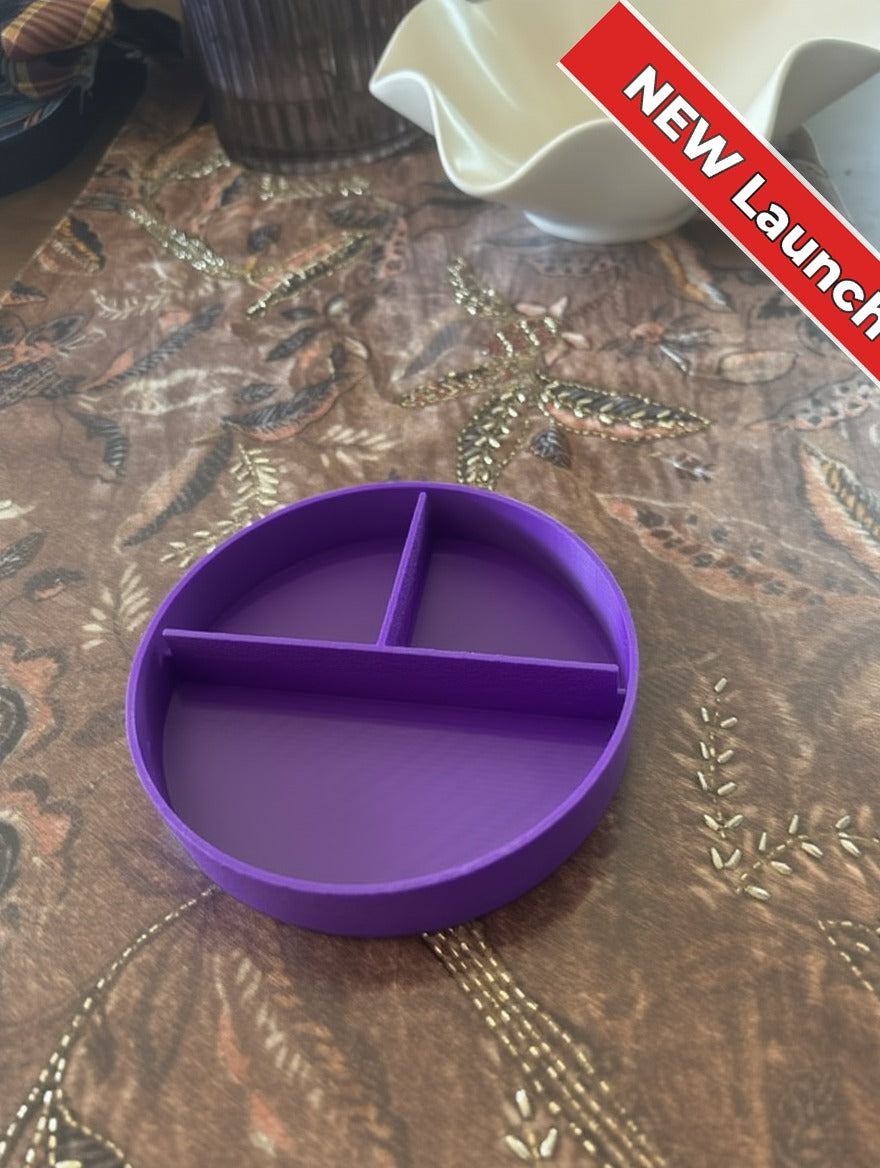 LSU Tigers decorative box — divided interior, 3 compartments, LSU purple