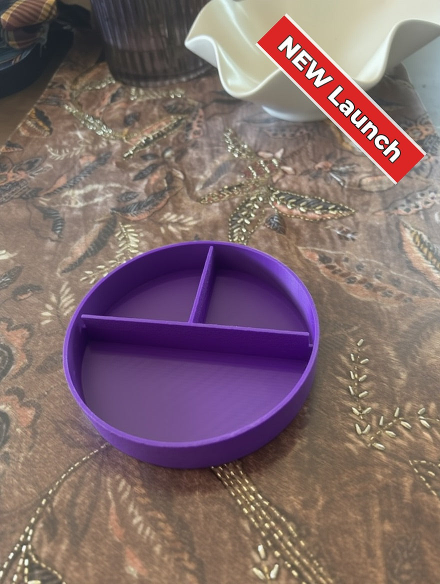 LSU Tigers decorative box — divided interior, 3 compartments, LSU purple [r3]