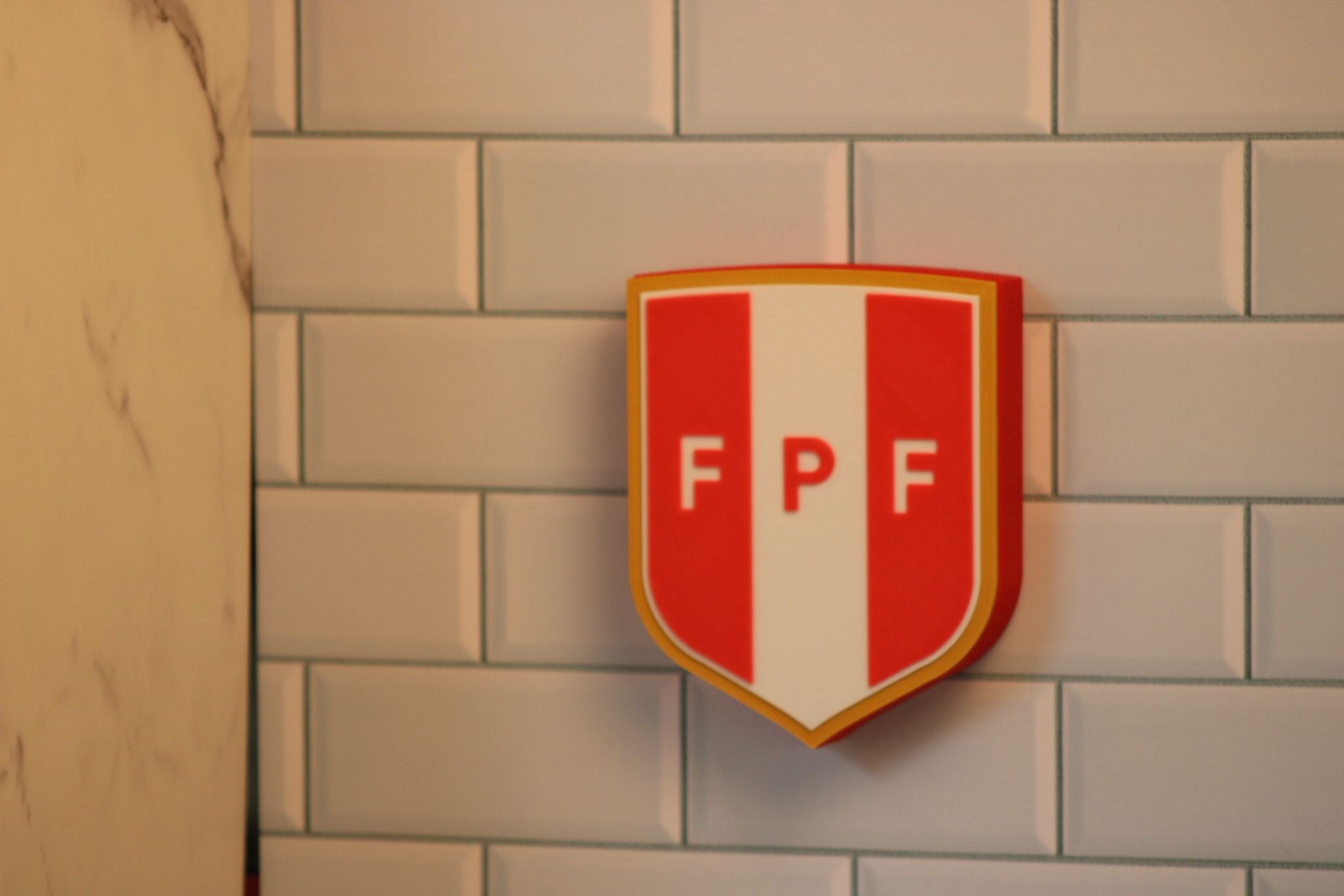 Peruvian Football Federation 3D plaque | FPF soccer fan collectible | Peru national soccer team gift | La Blanquirroja decor plaque | 3D printed Peru football logo