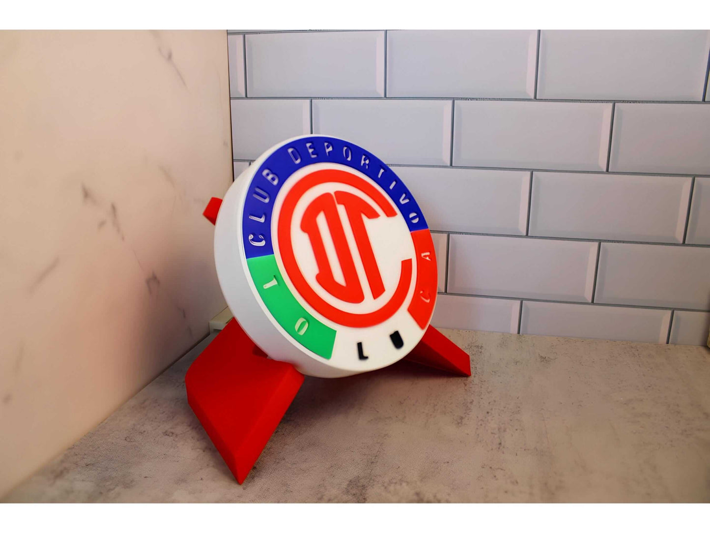 Deportivo Toluca FC 3D plaque showcasing vibrant colors and high-quality materials for soccer fans.