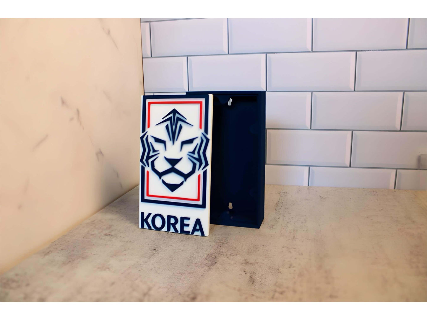3D plaque of South Korea's KFA logo, showcasing vibrant colors and high-quality material, perfect for soccer fans.