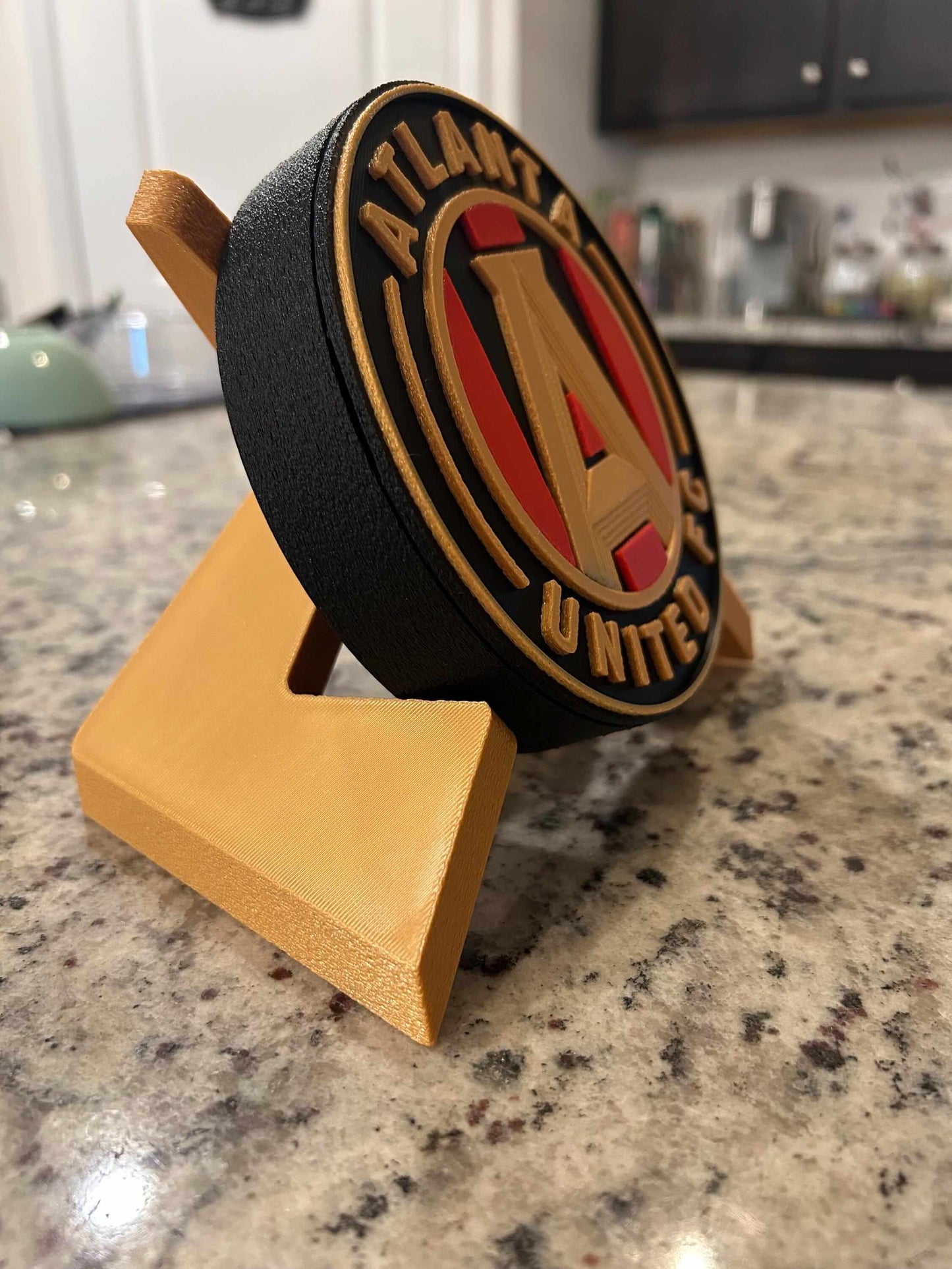 Customizable Atlanta United FC 3D printed plaque on display, showcasing vibrant colors and high-quality craftsmanship.