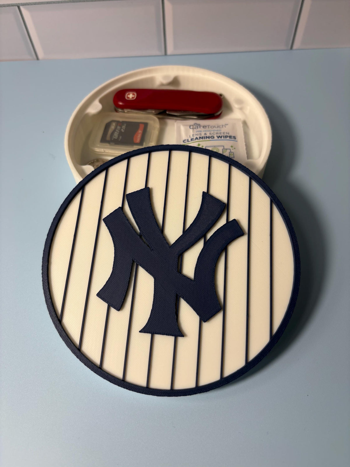Yankees 3D Printed Pinstripe Storage Box | Personalized Desk Organizer | Made in USA