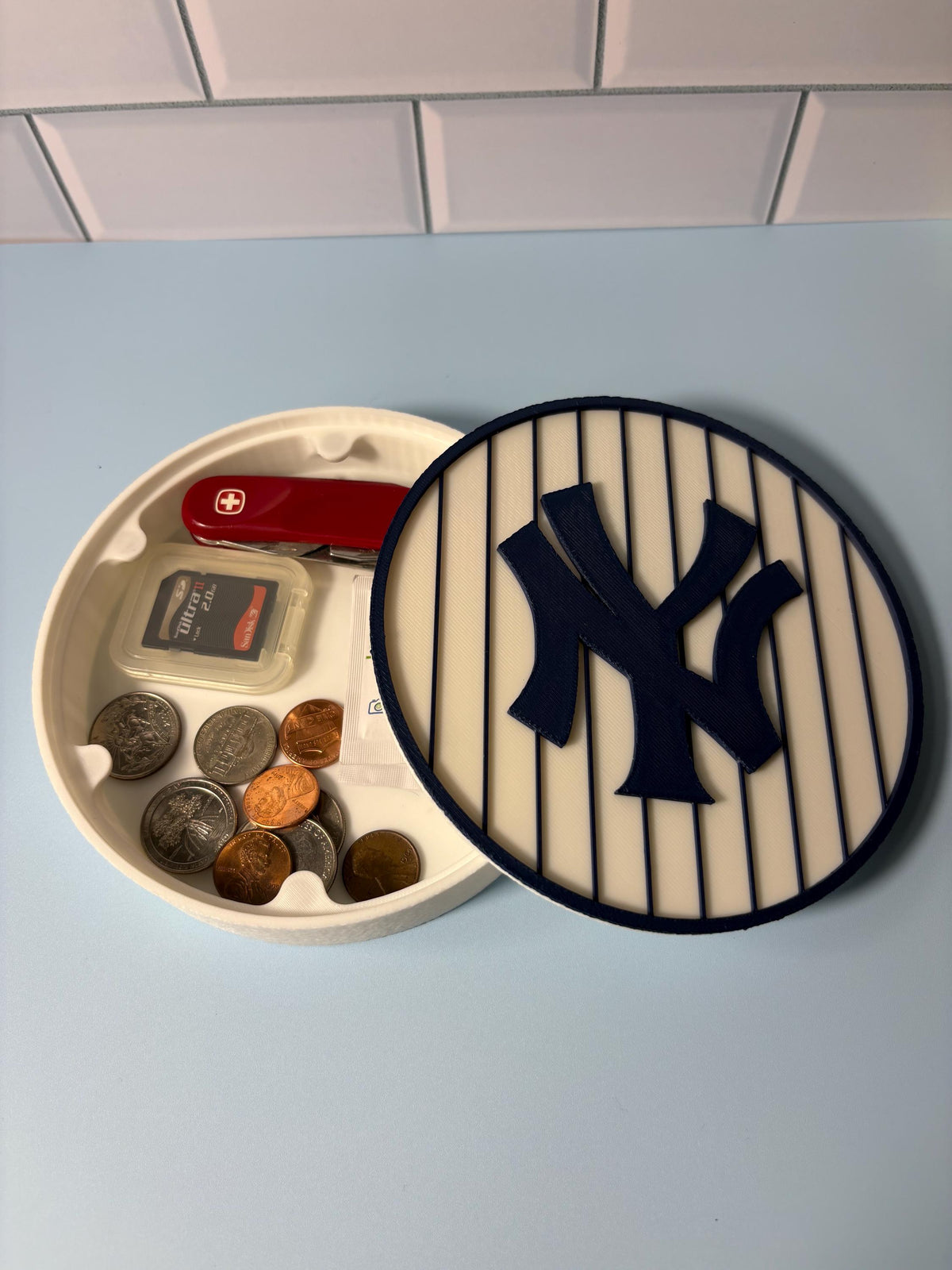 Yankees 3D Printed Pinstripe Storage Box | Personalized Desk Organizer | Made in USA