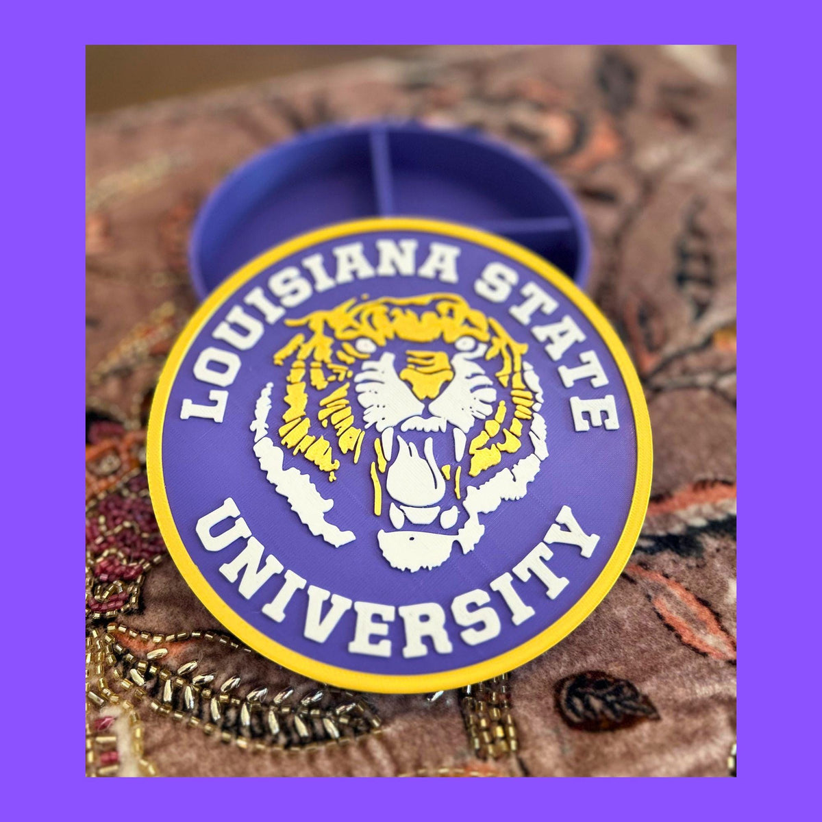 LSU Tigers Keepsake Box | 3D Printed Personalized Stash Container Made in USA