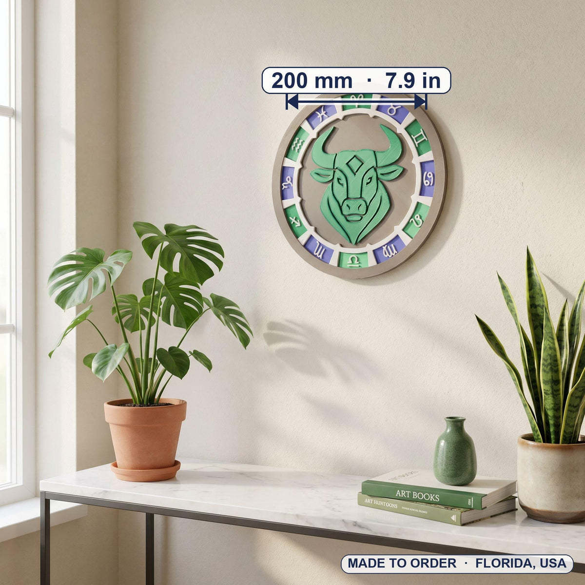 Personalized Taurus Zodiac Wall Art, 3D Celestial Medallion, Astrology Decor