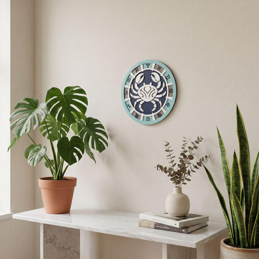 Personalized Cancer Zodiac Medallion, 3D Celestial Wall Art, Astrology Decor