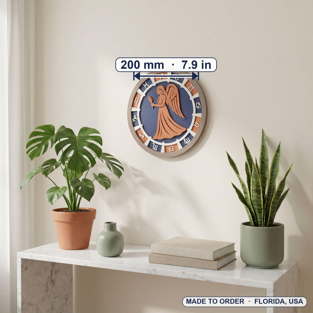 Virgo Zodiac Celestial Medallion, 3D Printed Astrology Wall Art