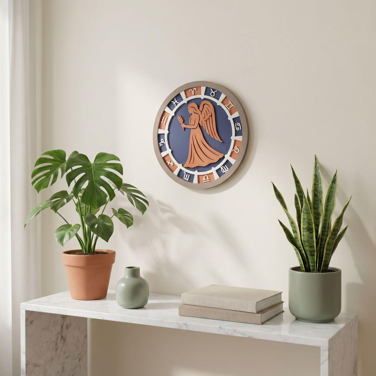 Virgo Zodiac Celestial Medallion, 3D Printed Astrology Wall Art