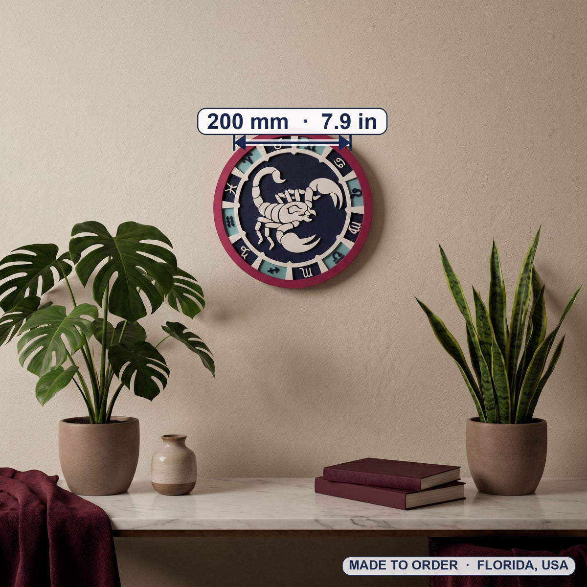 Scorpio Zodiac Medallion, 3D Celestial Wall Art, Astrology Decor (7.9 in)