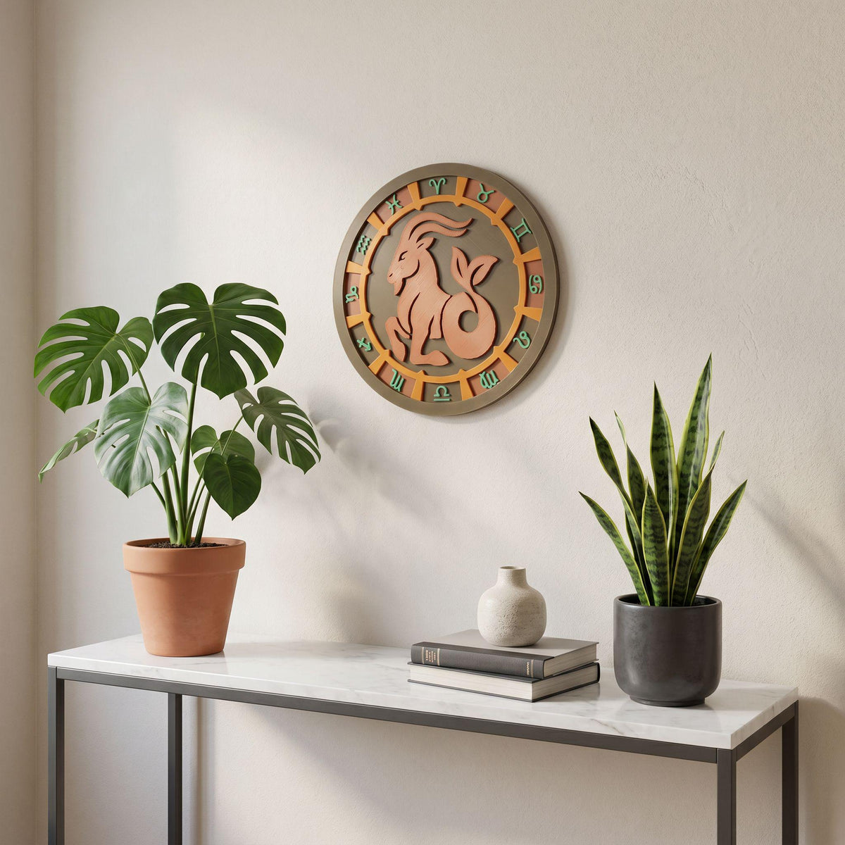 Personalized Capricorn Zodiac Wall Art, 3D-Printed Celestial Medallion (PLA)