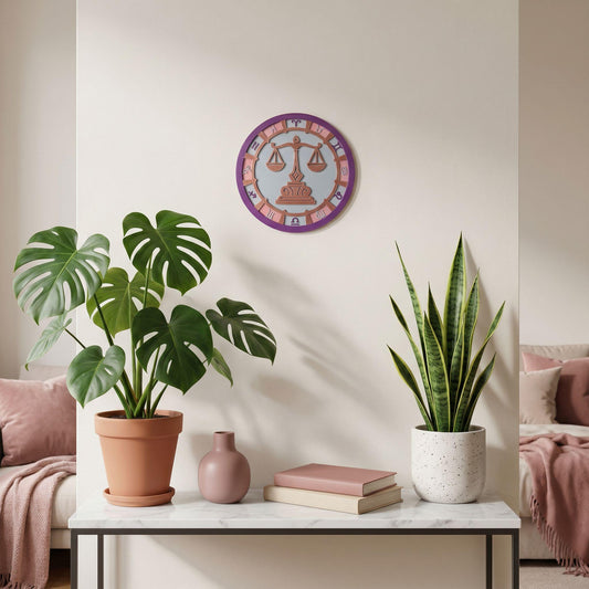 Personalized Libra Zodiac Wall Art, 3D Celestial Medallion, Astrology Decor