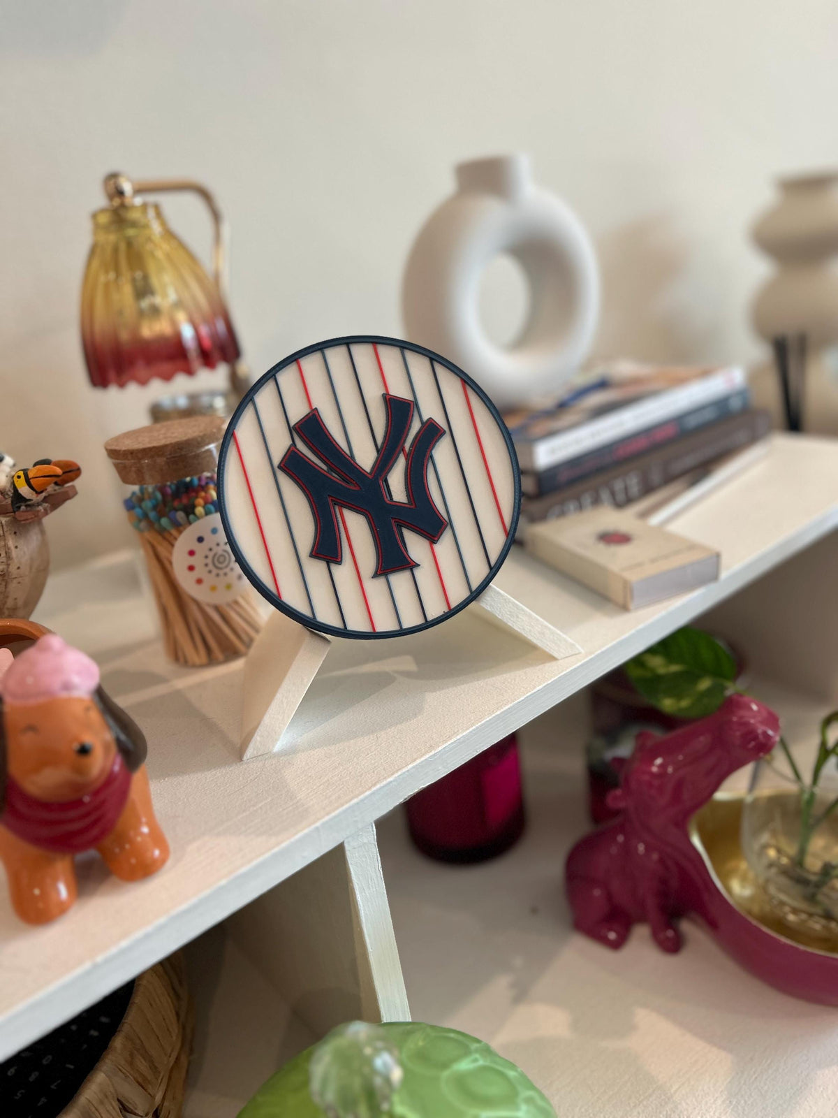 Yankees Pinstripe Modern 3D Printed Storage Box | Personalized Desk Organizer | Made in USA